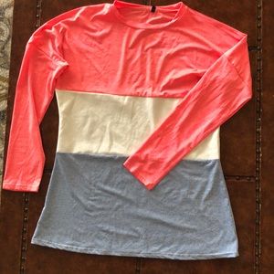 Long Sleeve Color Block T Shirt
